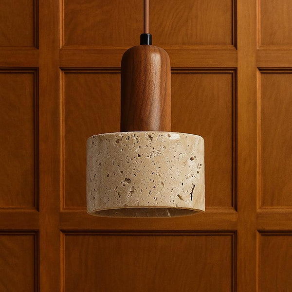 scandinavian walnut travertine round pendant light
