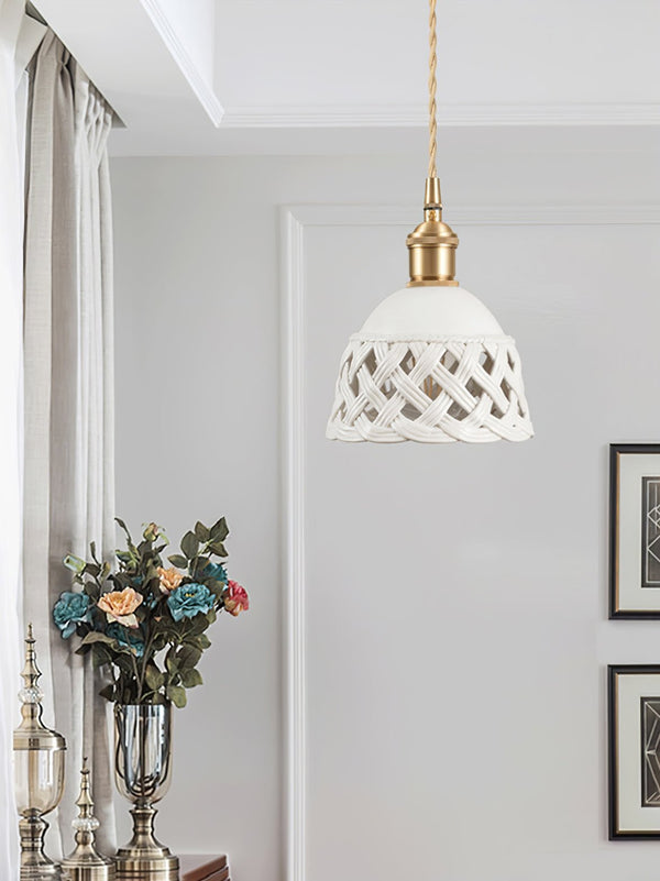 scandinavian white ceramic openwork pendant light