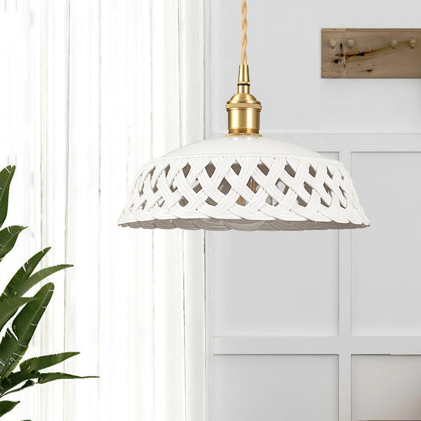 scandinavian white ceramic openwork pendant light