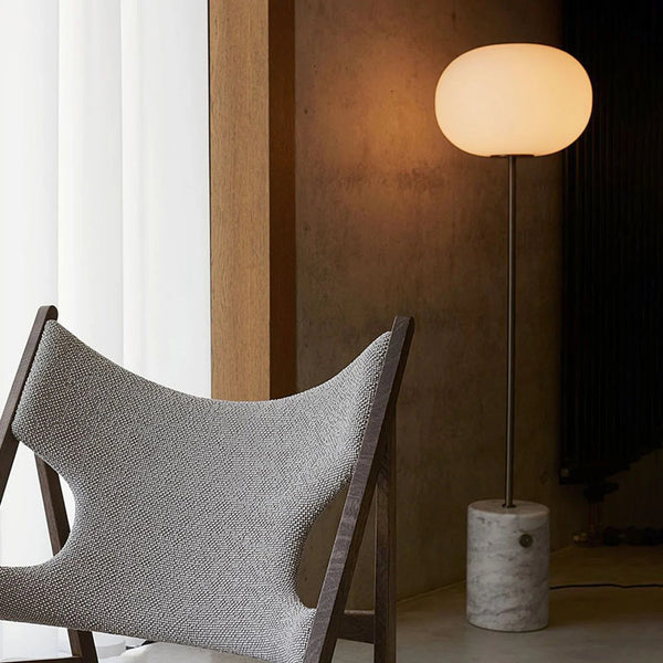 scandinavian white glass marble floor lamp
