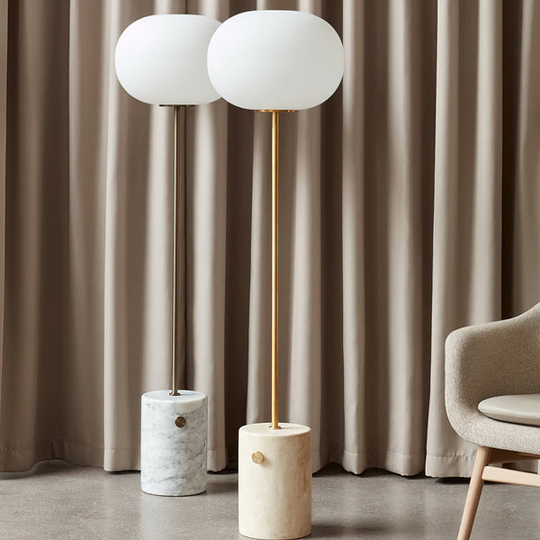 scandinavian white glass marble floor lamp