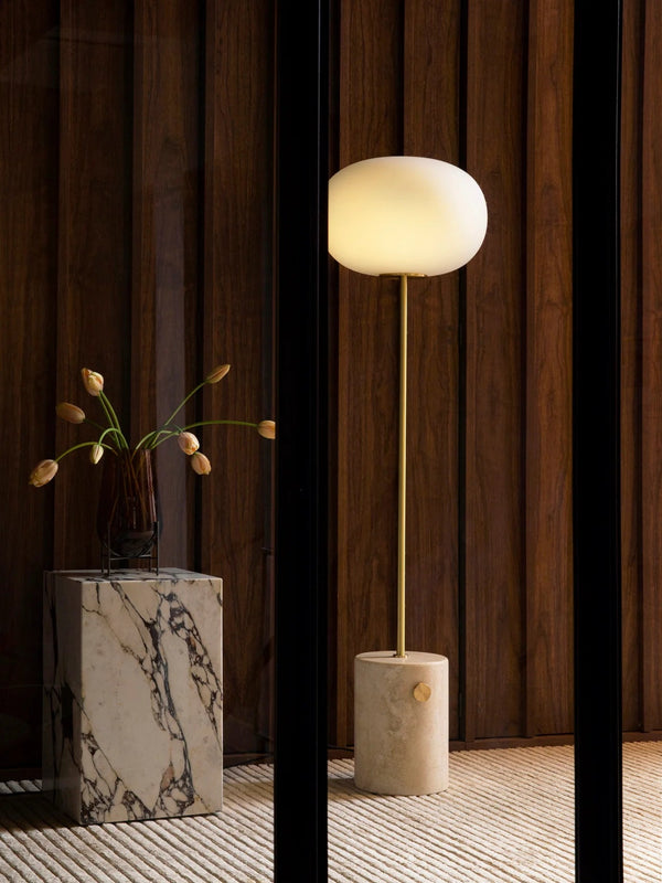 scandinavian white glass marble floor lamp