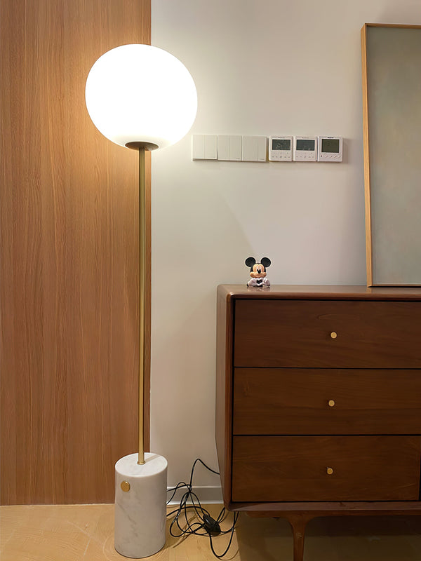 scandinavian white glass marble floor lamp