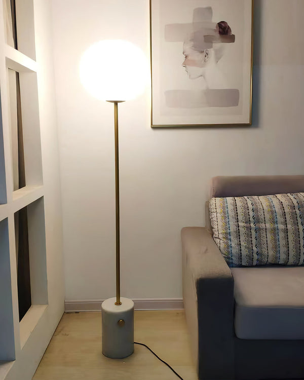 scandinavian white glass marble floor lamp