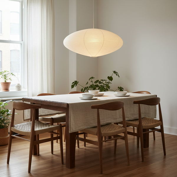 scandinavian white washi paper oval pendant light