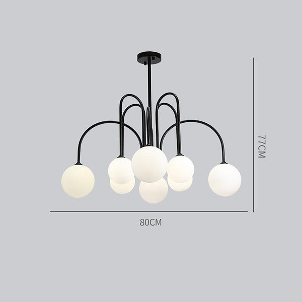Sputnik Multi Light White Ball Glass Shade Pendant Lights Gold Black Curved Linear Chandelier