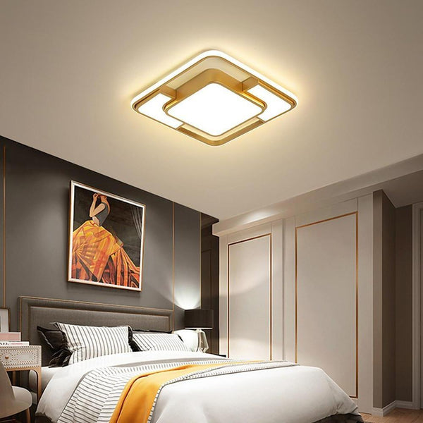 Square Led Geometric Overlay Flush Mount Ceiling Light For Bedroom