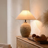 terracotta ceramic table lamp linen shade