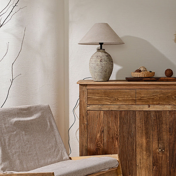 terracotta ceramic table lamp linen shade