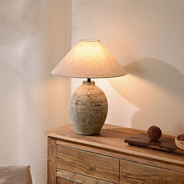terracotta ceramic table lamp linen shade