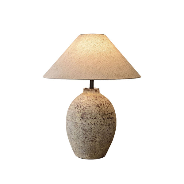 terracotta ceramic table lamp linen shade