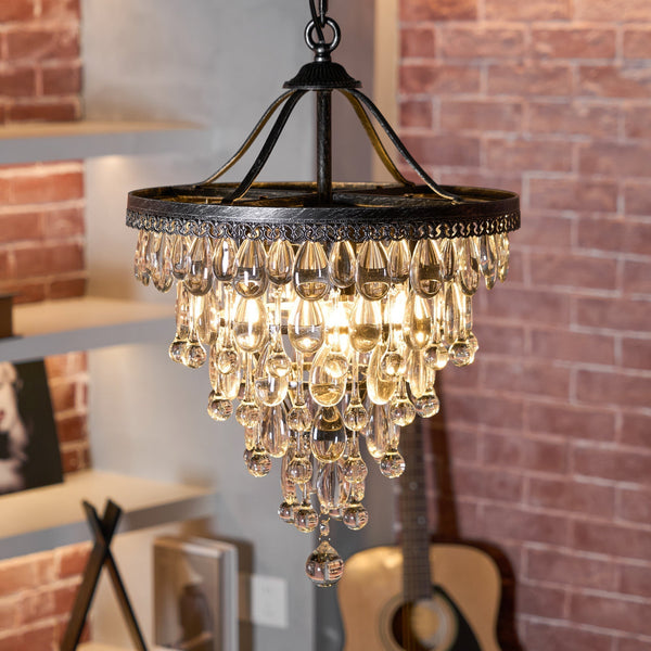 traditional ancient silver crystal inverted pyramid chandelier