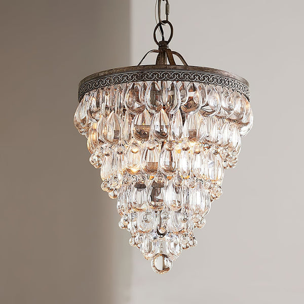 traditional ancient silver crystal inverted pyramid chandelier