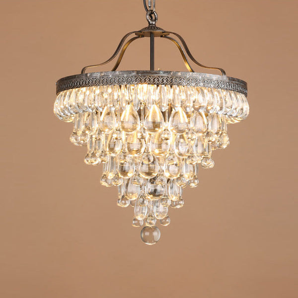 traditional ancient silver crystal inverted pyramid chandelier