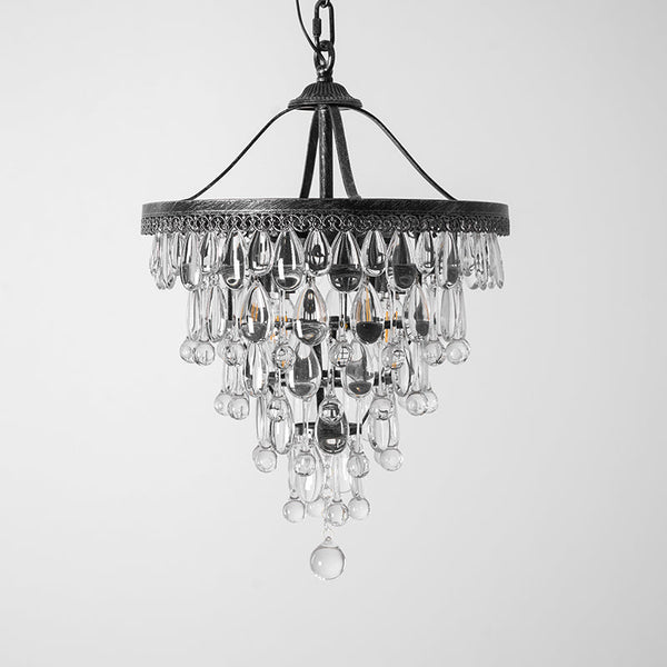 traditional ancient silver crystal inverted pyramid chandelier