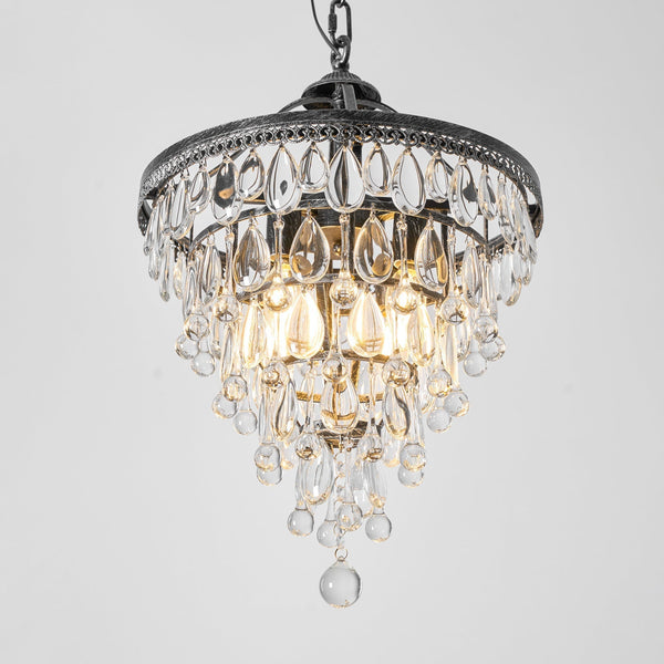 traditional ancient silver crystal inverted pyramid chandelier