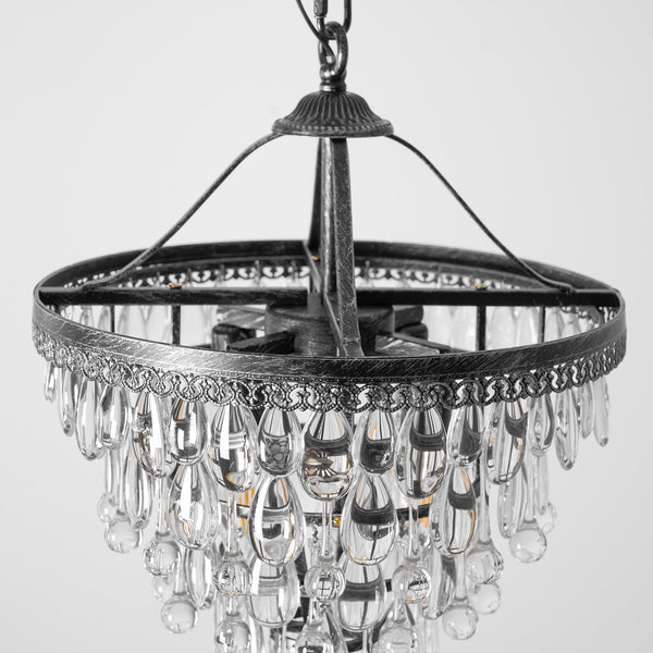 traditional ancient silver crystal inverted pyramid chandelier