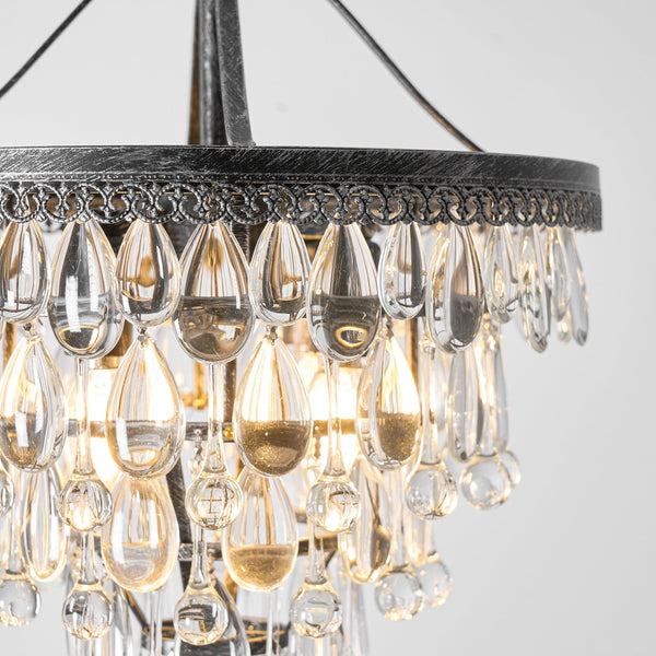 traditional ancient silver crystal inverted pyramid chandelier