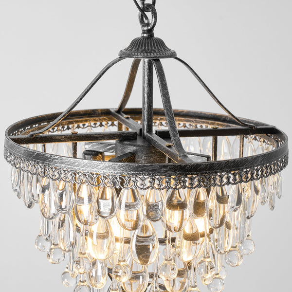 traditional ancient silver crystal inverted pyramid chandelier