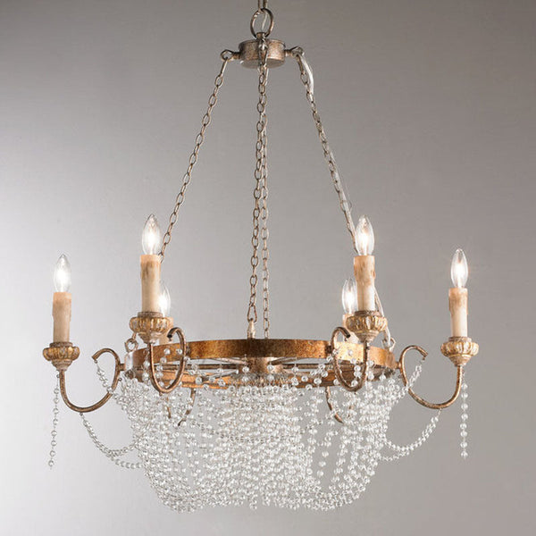 traditional antique gold crystal wood chandelier