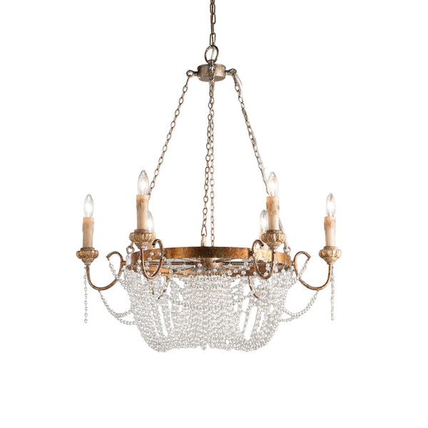 traditional antique gold crystal wood chandelier