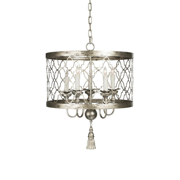 traditional antique gold iron quatrefoil drum chandelier