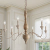 traditional antique white hand carved wood candle chandelier