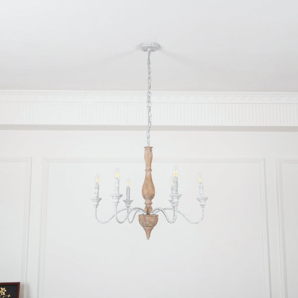 traditional antique white hand carved wood candle chandelier