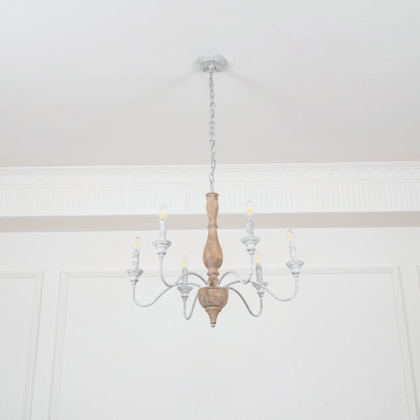 traditional antique white hand carved wood candle chandelier
