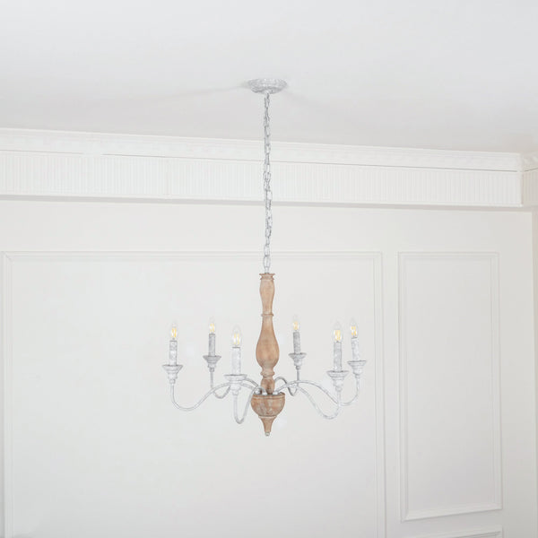 traditional antique white hand carved wood candle chandelier