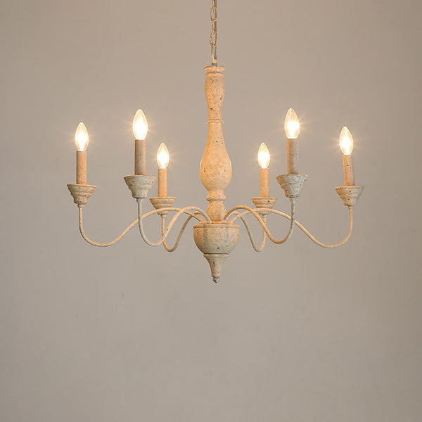 traditional antique white hand carved wood candle chandelier