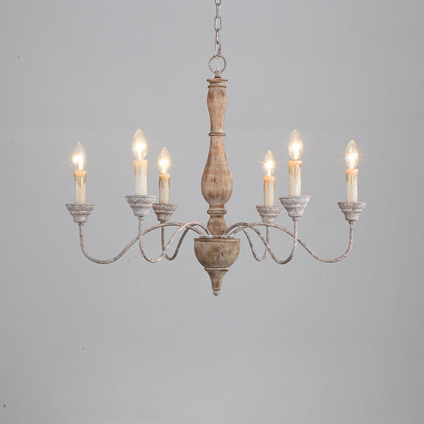 traditional antique white hand carved wood candle chandelier