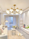 traditional brass white ceramic flower chandelier
