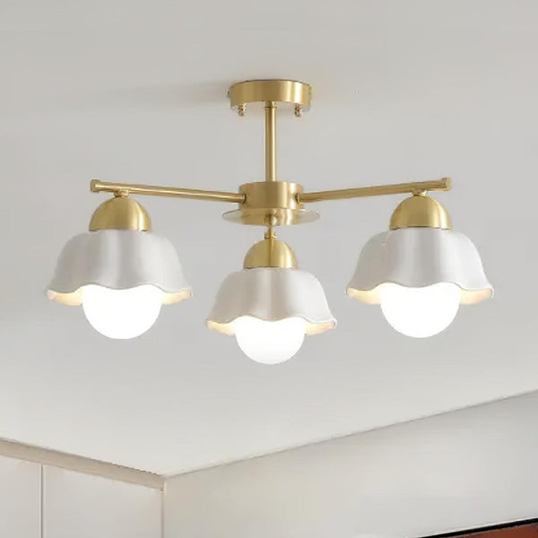traditional brass white ceramic flower chandelier