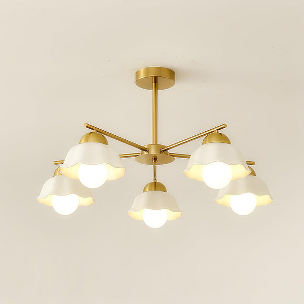 traditional brass white ceramic flower chandelier