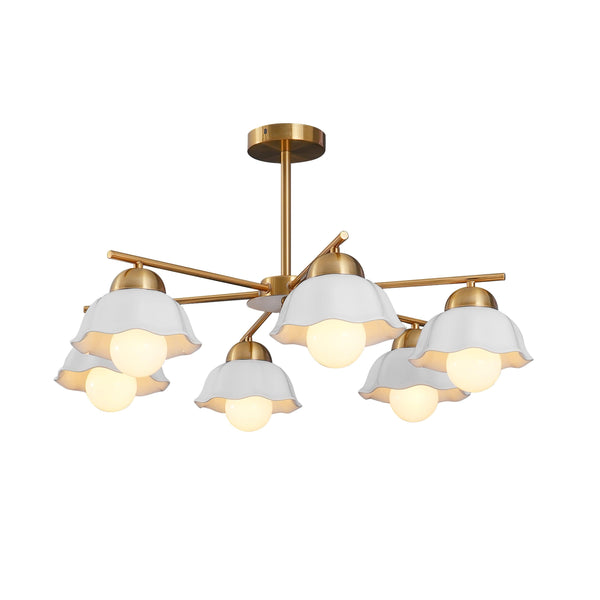 traditional brass white ceramic flower chandelier