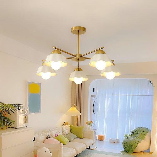 traditional brass white ceramic flower chandelier