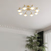 traditional brass white ceramic flower chandelier