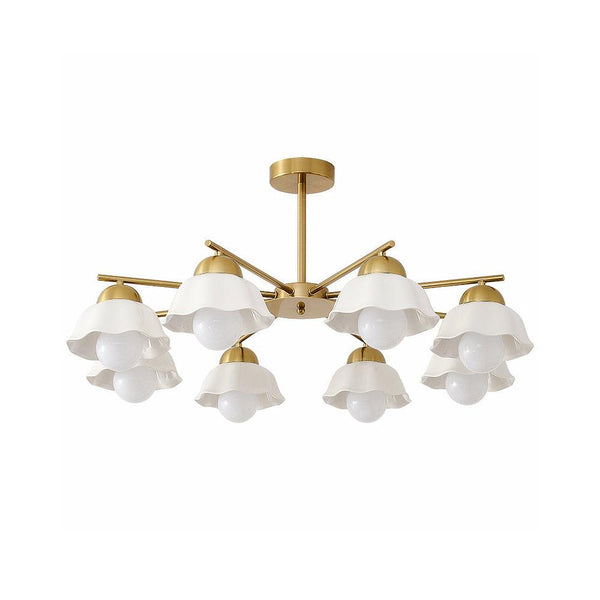 traditional brass white ceramic flower chandelier