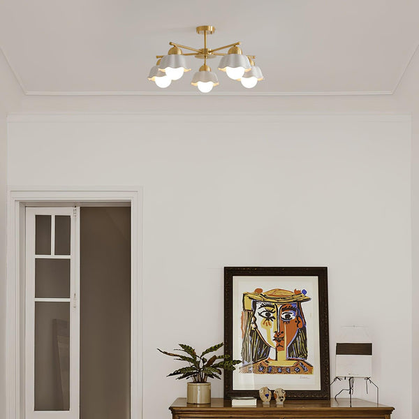 traditional brass white ceramic flower chandelier