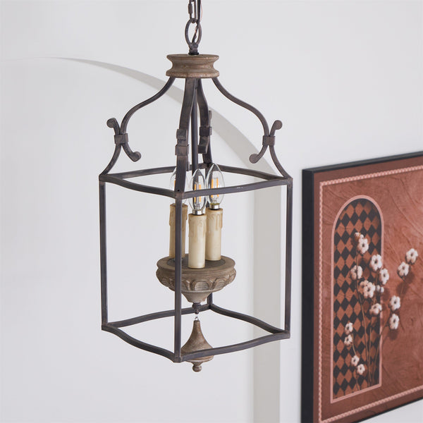 traditional brown iron wood birdcage chandelier