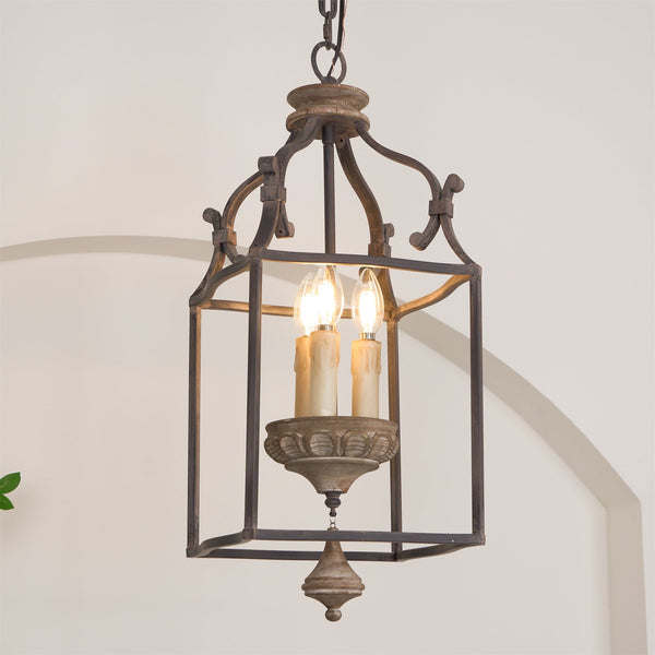 traditional brown iron wood birdcage chandelier