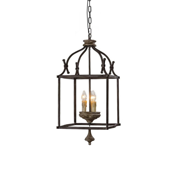 traditional brown iron wood birdcage chandelier