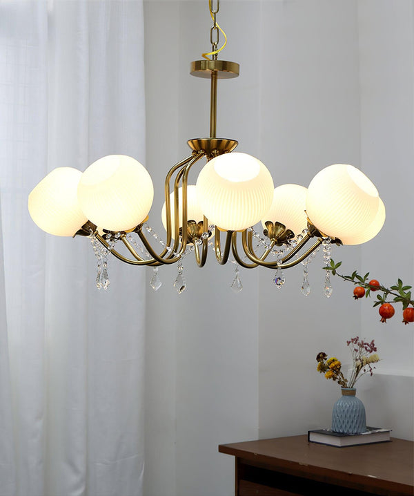 traditional copper glass crystal stamen chandelier