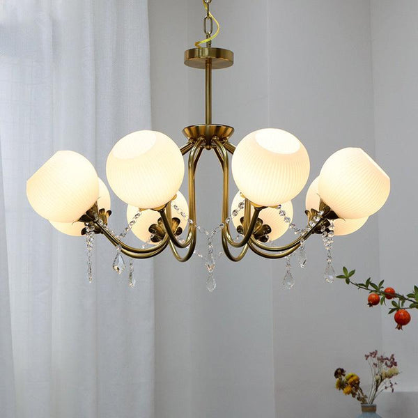 traditional copper glass crystal stamen chandelier