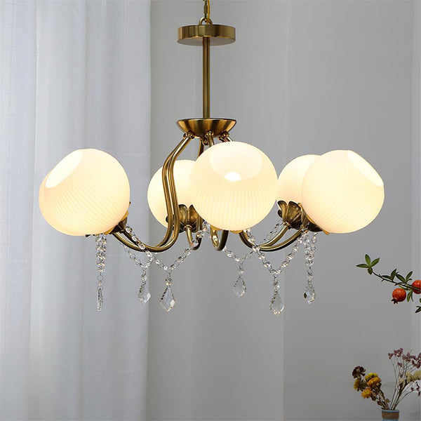 traditional copper glass crystal stamen chandelier