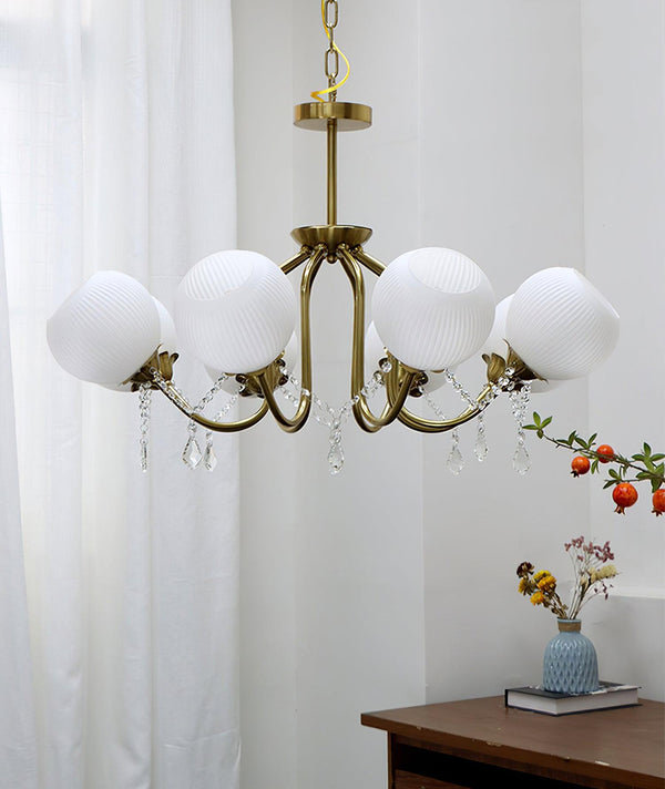 traditional copper glass crystal stamen chandelier