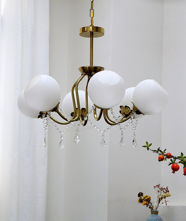 traditional copper glass crystal stamen chandelier