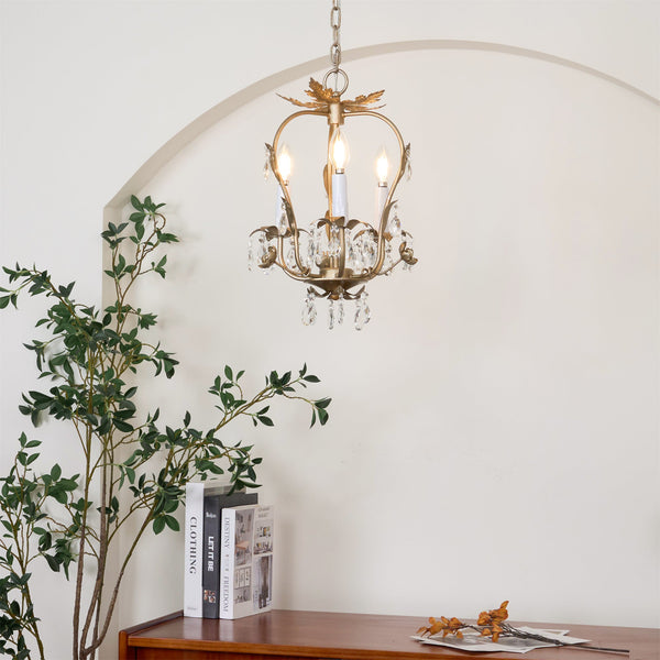 traditional gold crystal iron 3 light chandelier