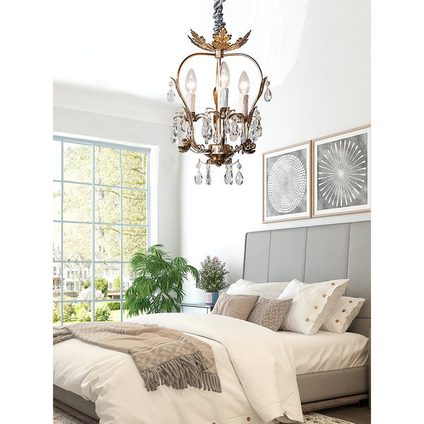 traditional gold crystal iron 3 light chandelier